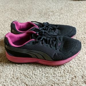 Black and pink Puma sneakers